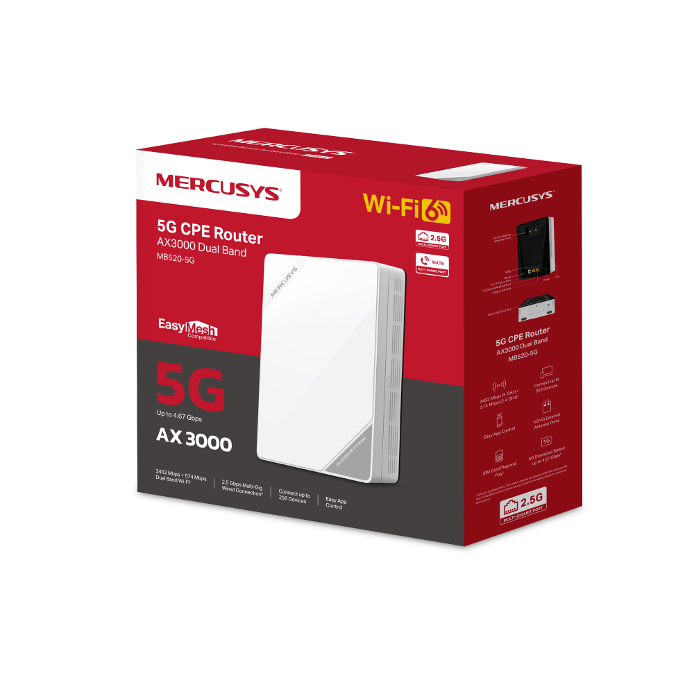Безжичен двубандов рутер Mercusys MB520-5G 5G AX3000