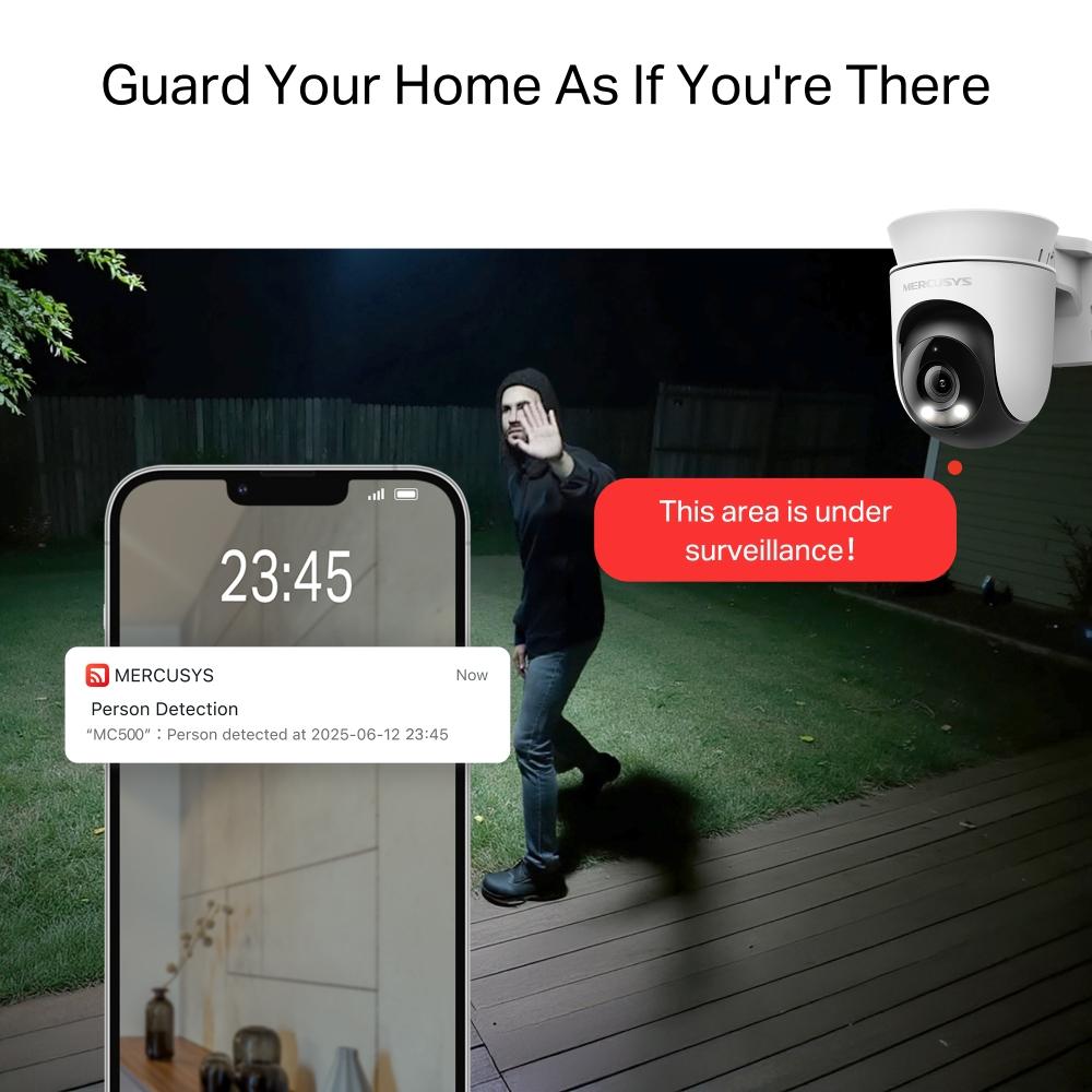 Външна охранителна Wi-Fi камера Pan/Tilt Mercusys MC500