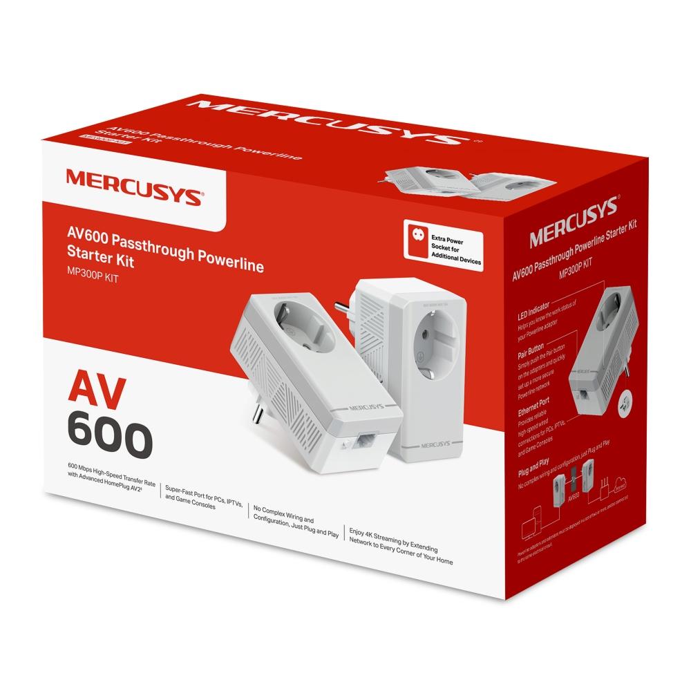 Стартов комплект Passthrough Powerline адаптери Mercusys MP300P KIT AV600
