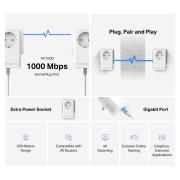 Стартов комплект Gigabit Passthrough Powerline адаптери Mercusys MP500P KIT AV1000