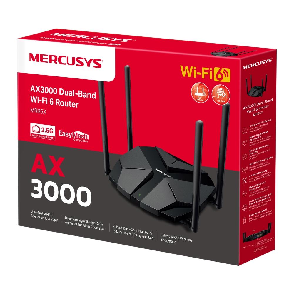 Двубандов Wi-Fi 6 рутер Mercusys MR85X AX3000