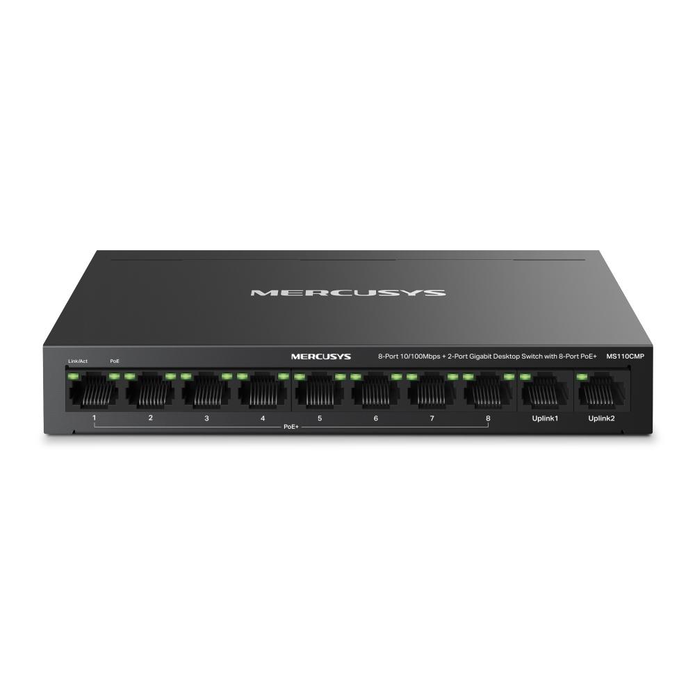 10-портов Gigabit Desktop комутатор с 8-Port PoE+ Mercusys MS110CMP