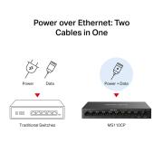 8-портов 10/100 Mbps + 2-портов Gigabit Desktop комутатор Mercusys MS110CP с 8 PoE+ порта
