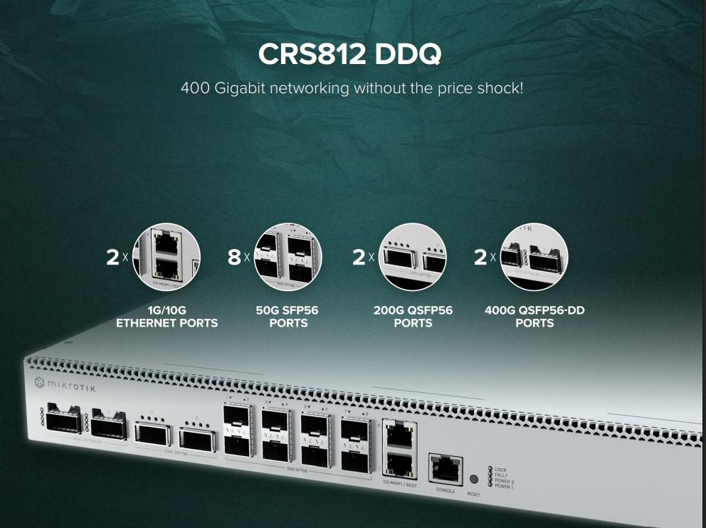 14-портов Комутатор MikroTik CRS812-8DS-2DQ-2DDQ-RM