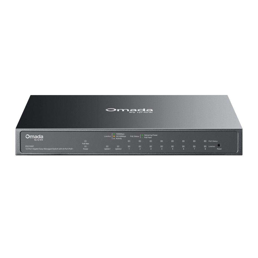 10-портов Gigabit Easy Managed комутатор TP-Link Omada ES210GP с 8-портов PoE+