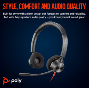 Слушалки HP Poly Blackwire 3320 Stereo Microsoft Teams Certified USB-C +USB-C/A адаптер 8X220AA