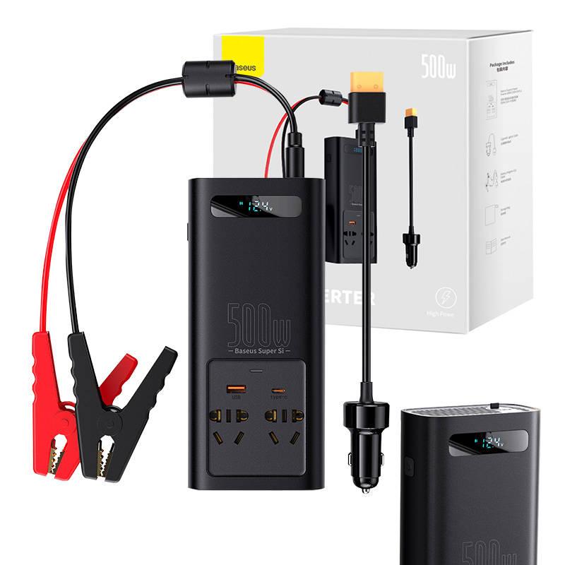 Baseus захранващ инвертор 150W 12V / 500W 220V EU и CN конектор CGNB000101 - черен