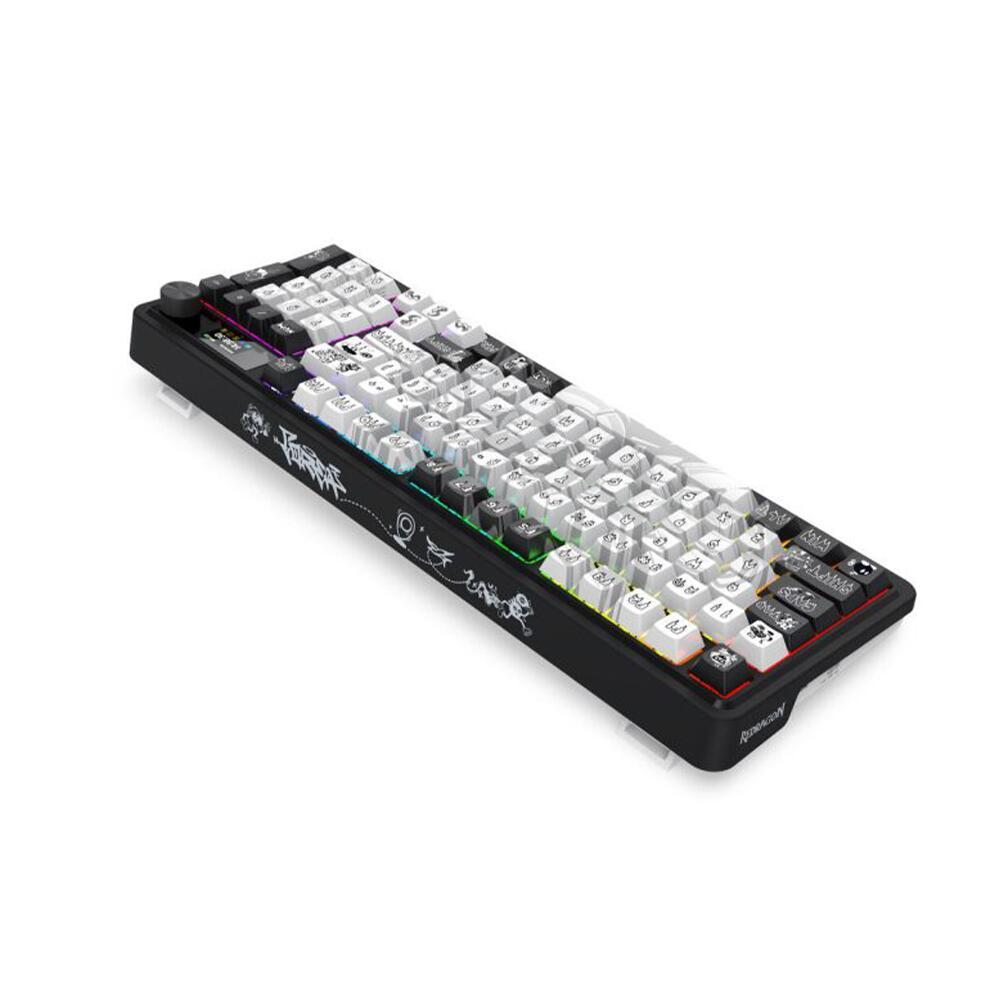 Bluetooth и безжична механична геймърска клавиатура Redragon Artemis Pro Anime K719GF-RGB-PRO RGB осветление - черно с бяло