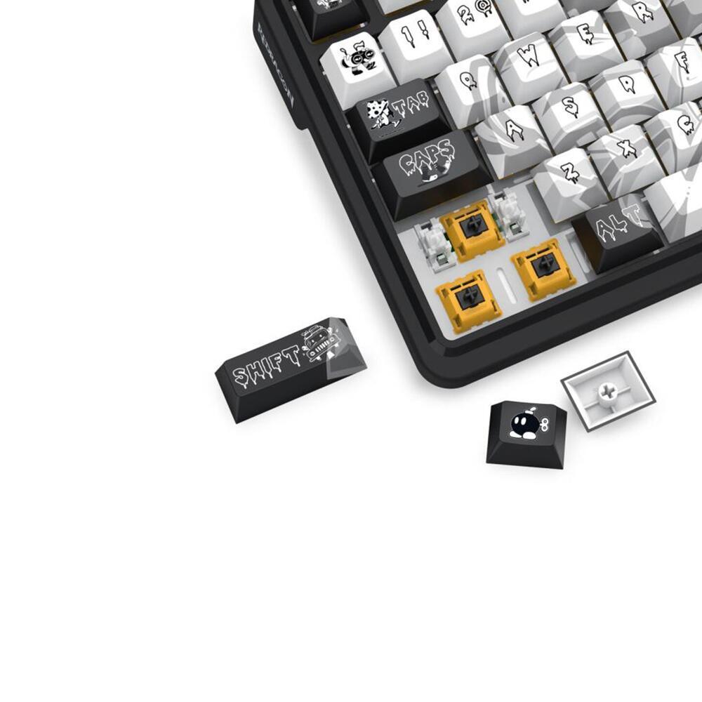 Bluetooth и безжична механична геймърска клавиатура Redragon Artemis Pro Anime K719GF-RGB-PRO RGB осветление - черно с бяло