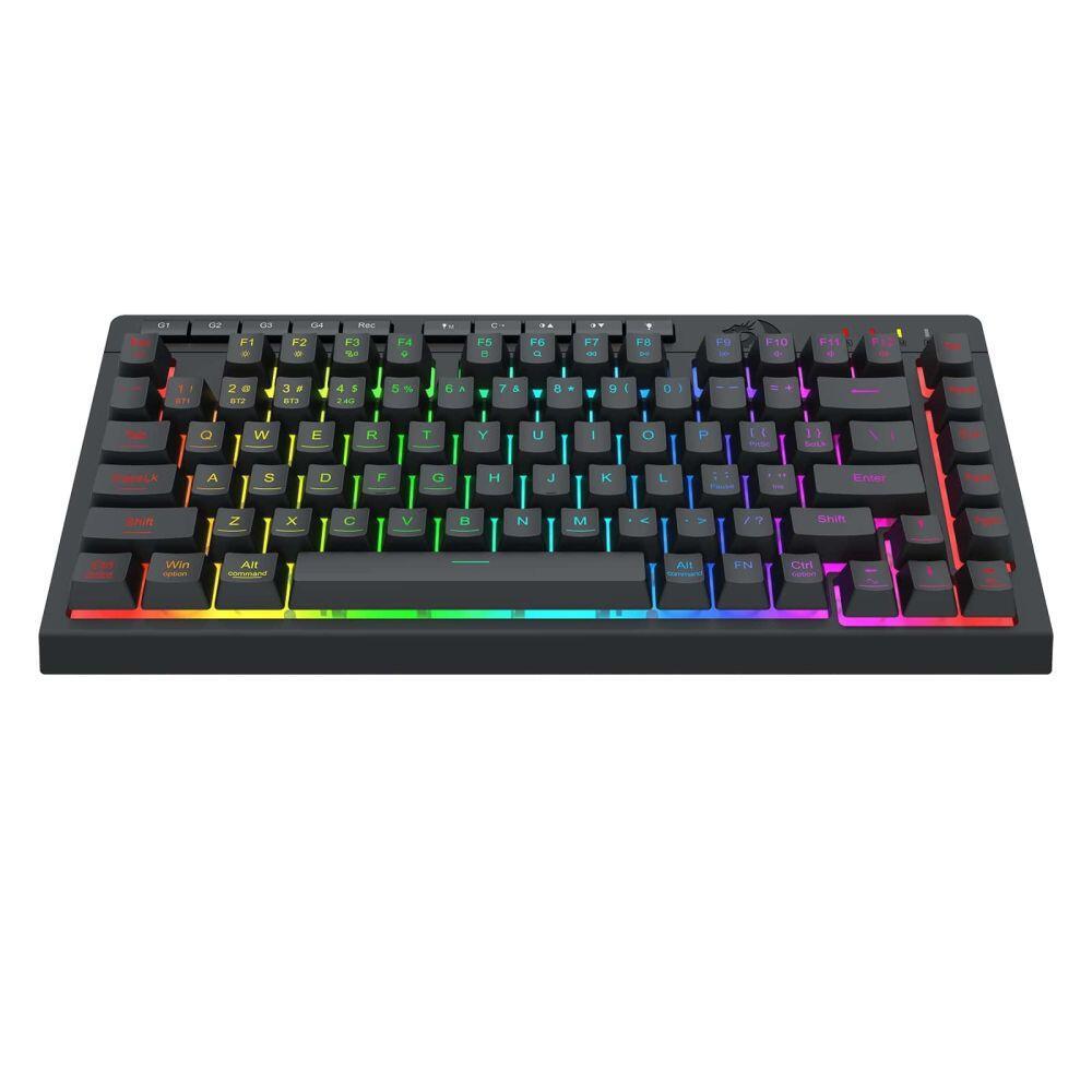 Геймърска клавиатура Redragon Crescent Pro K524RGB-PRO с кабел и безжична Bluetooth, RGB осветление - черна