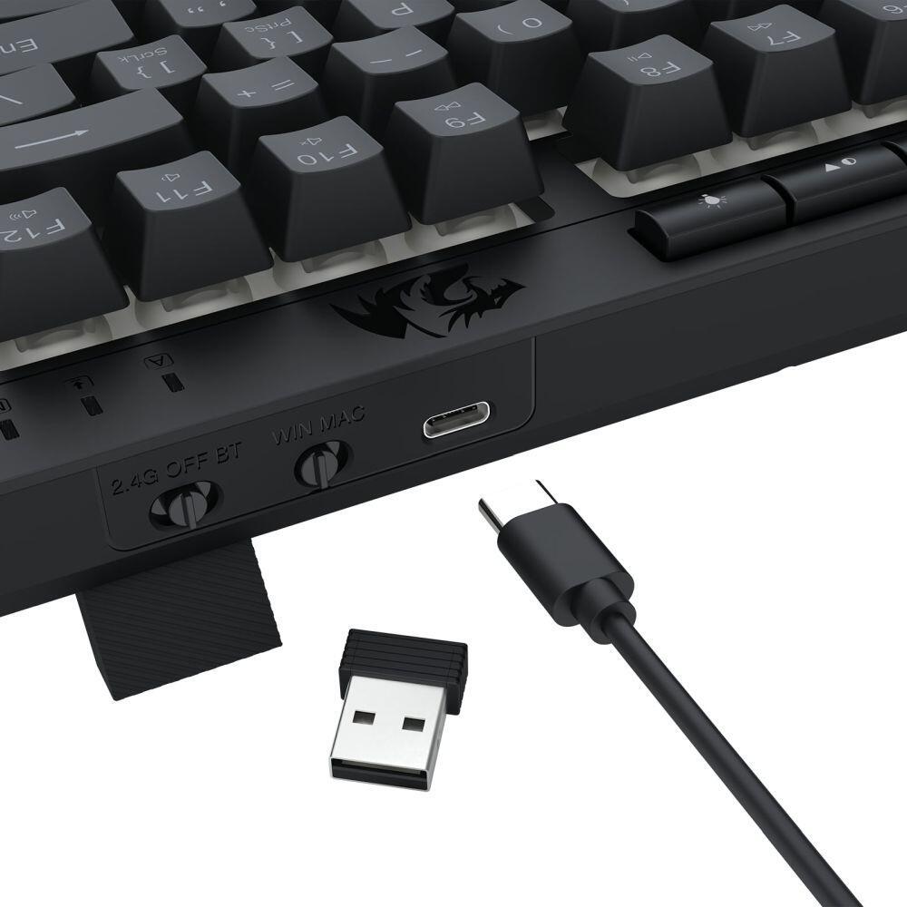Геймърска клавиатура Redragon Crescent Pro K524RGB-PRO с кабел и безжична Bluetooth, RGB осветление - черна