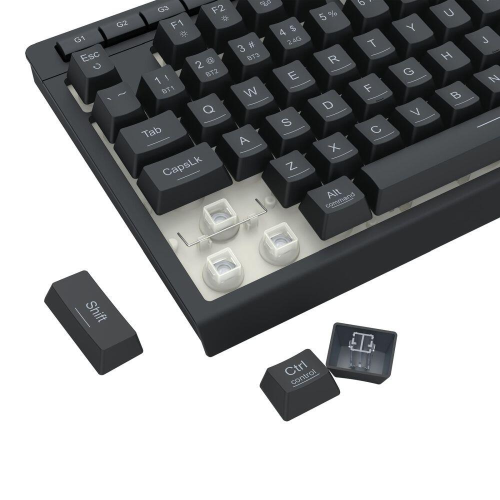 Геймърска клавиатура Redragon Crescent Pro K524RGB-PRO с кабел и безжична Bluetooth, RGB осветление - черна