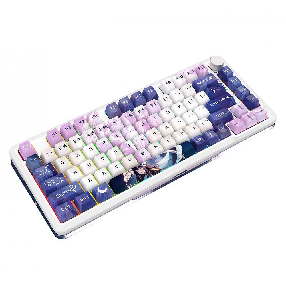 Механична Bluetooth и безжична геймърска клавиатура Redragon Cyrus Pro Anime K681ACG-RGB-PRO с RGB осветление - бяла