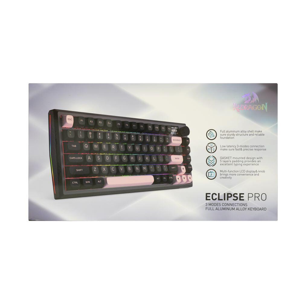 Геймърска механична клавиатура Redragon Eclipse Pro K720GBP-RGB-PRO с Bluetooth и безжична връзка и RGB осветление