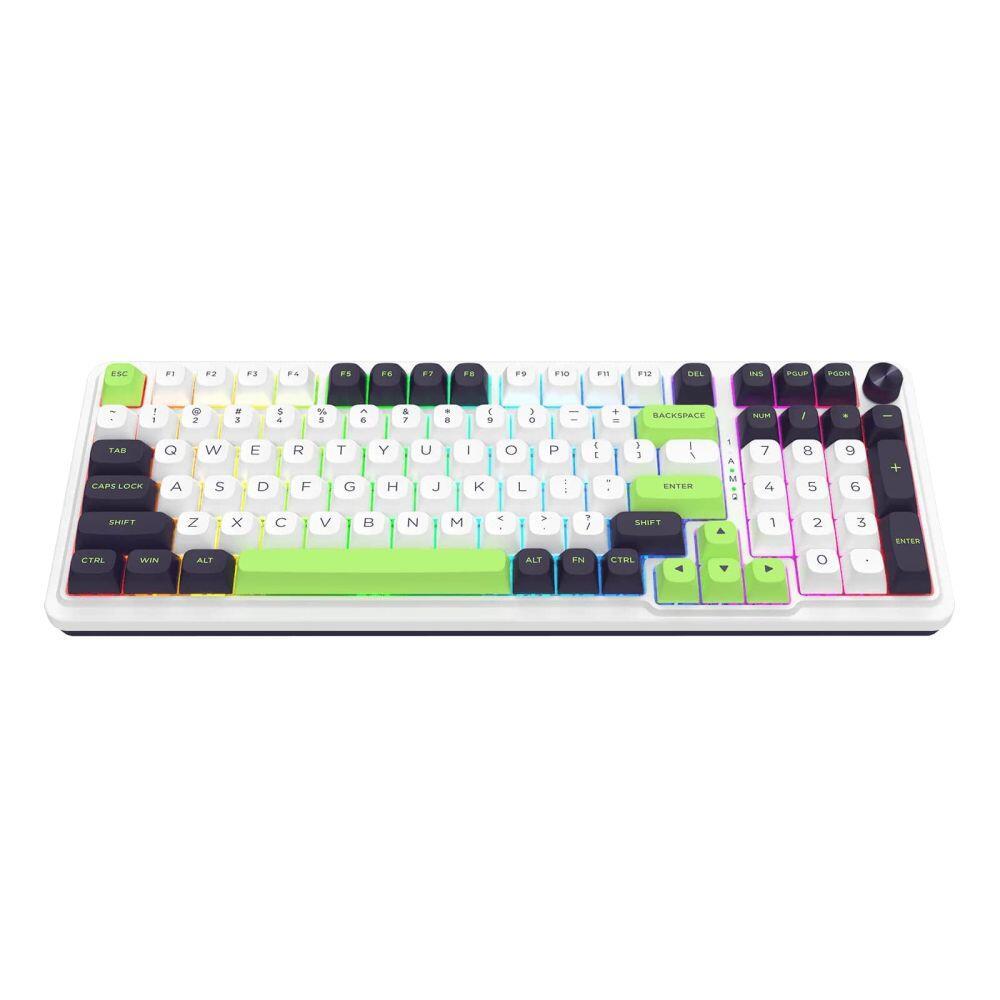 Bluetooth и безжична механична геймърска клавиатура Redragon Eisa Max K686WBG-RGB-MAX RGB осветление - бяло/зелено