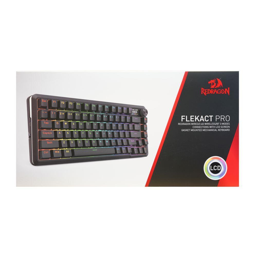 Bluetooth и безжична механична геймърска клавиатура Redragon Flekact Pro K708-RGB-PRO, RGB осветление - черна
