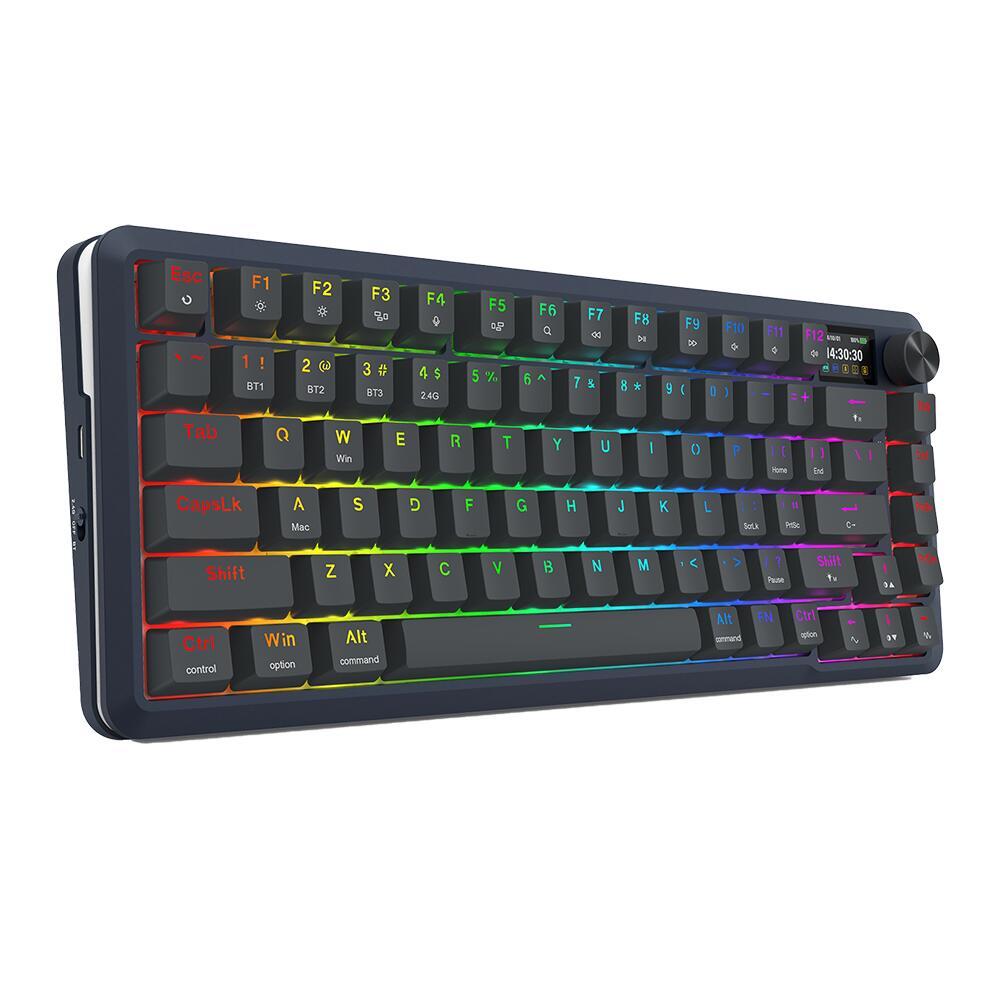 Bluetooth и безжична механична геймърска клавиатура Redragon Flekact Pro K708-RGB-PRO, RGB осветление - черна
