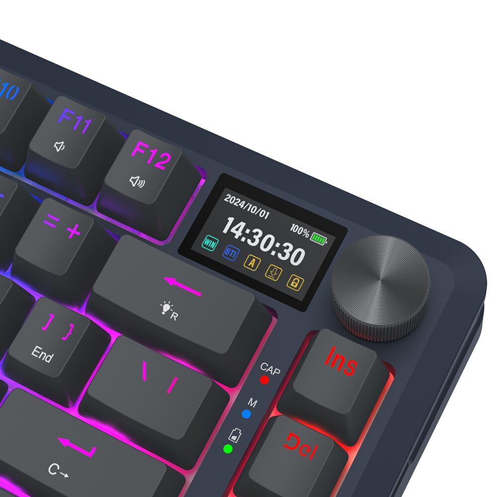 Bluetooth и безжична механична геймърска клавиатура Redragon Flekact Pro K708-RGB-PRO, RGB осветление - черна