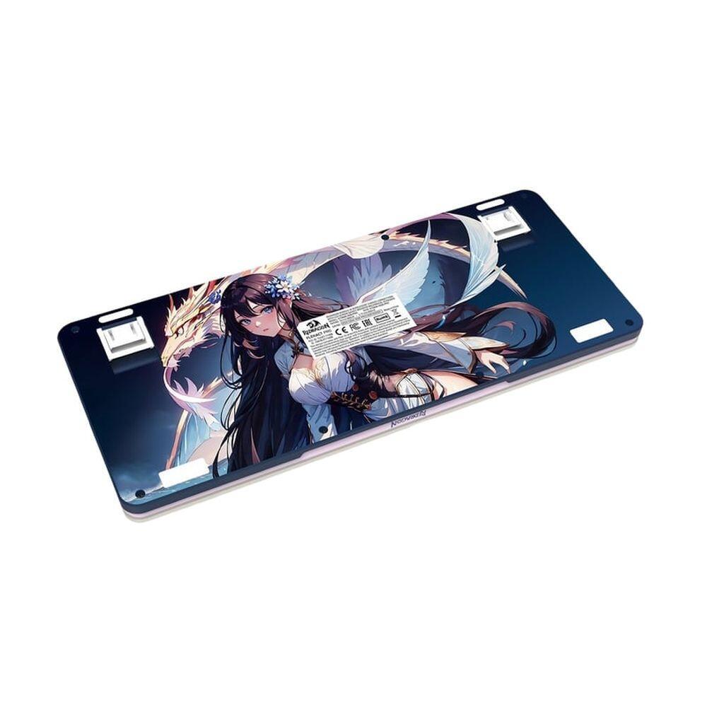 Геймърска Bluetooth и безжична механична геймърска клавиатура Redragon Flekact Pro K708AK-RGB-PRO с RGB осветление - бяла/аниме