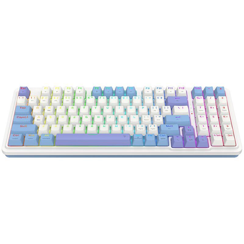 Кабелна и безжична Bluetooth геймърска клавиатура Redragon Gloria Pro K664WBP-RGB-PRO бяло RGB осветление