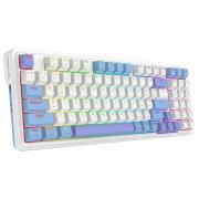 Кабелна и безжична Bluetooth геймърска клавиатура Redragon Gloria Pro K664WBP-RGB-PRO бяло RGB осветление