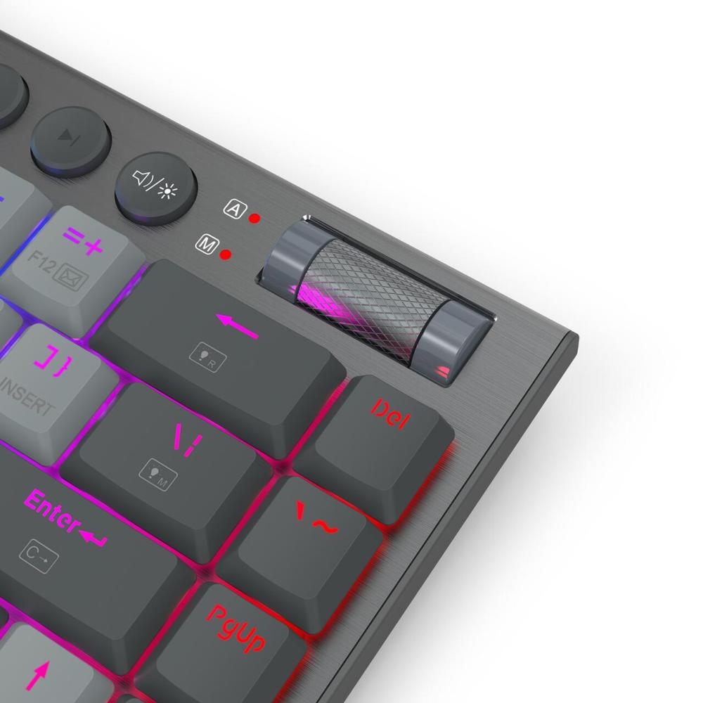 Геймърска жична и безжична Bluetooth механична клавиатура Redragon Horus SE K609GG-RGB-PRO с RGB подсветка - сива