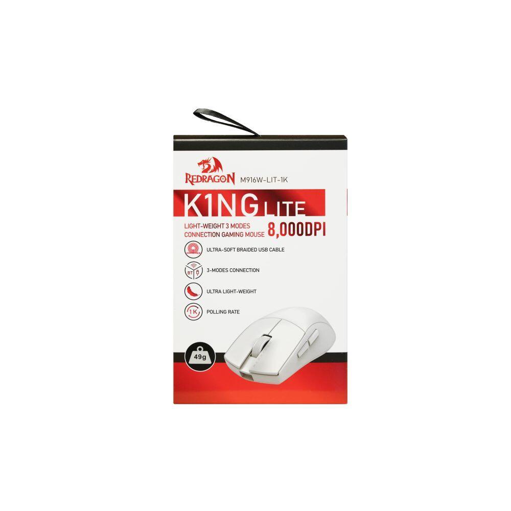Безжична Bluetooth и кабелна геймърска мишка Redragon K1ng Lite 1K M916W-LIT-1K - бяла