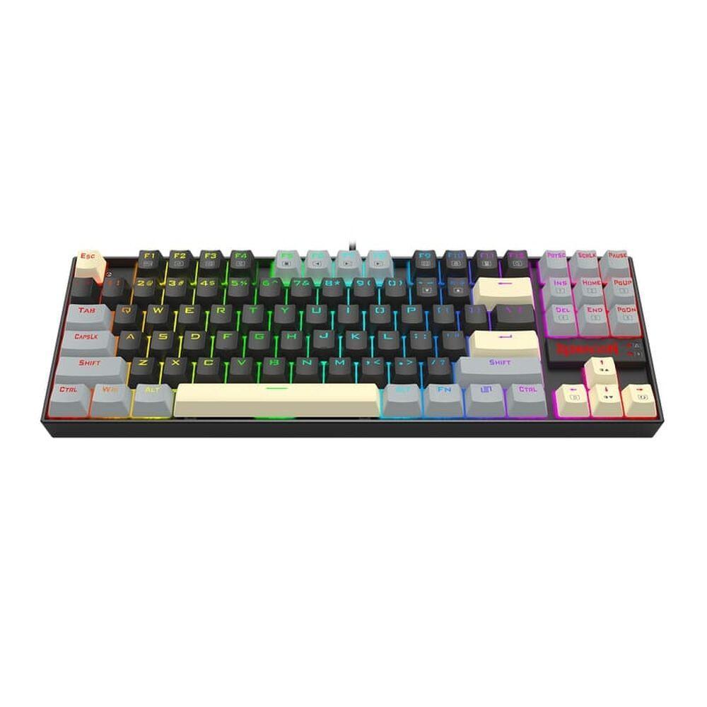 Механична геймърска клавиатура Redragon Kumara K552LGY-RGB с RGB осветление с Red switches - черна със сиво