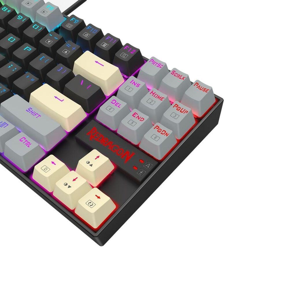 Механична геймърска клавиатура Redragon Kumara K552LGY-RGB с RGB осветление с Red switches - черна със сиво