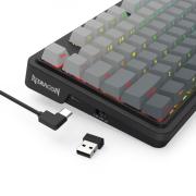 Bluetooth и безжична механична геймърска клавиатура Redragon Ucal Pro K673SP-RGB-PRO, RGB осветление - черна със сив градиент