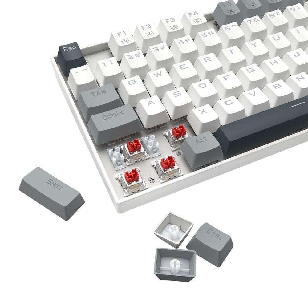 Геймърска механична клавиатура Redragon Kumara K552WGL-RGB с RGB осветление и red switches - бяла със сиво