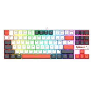 Механична геймърска клавиатура Redragon Kumara K552WLR-RGB – бяла със сиво и оранжево RGB осветление
