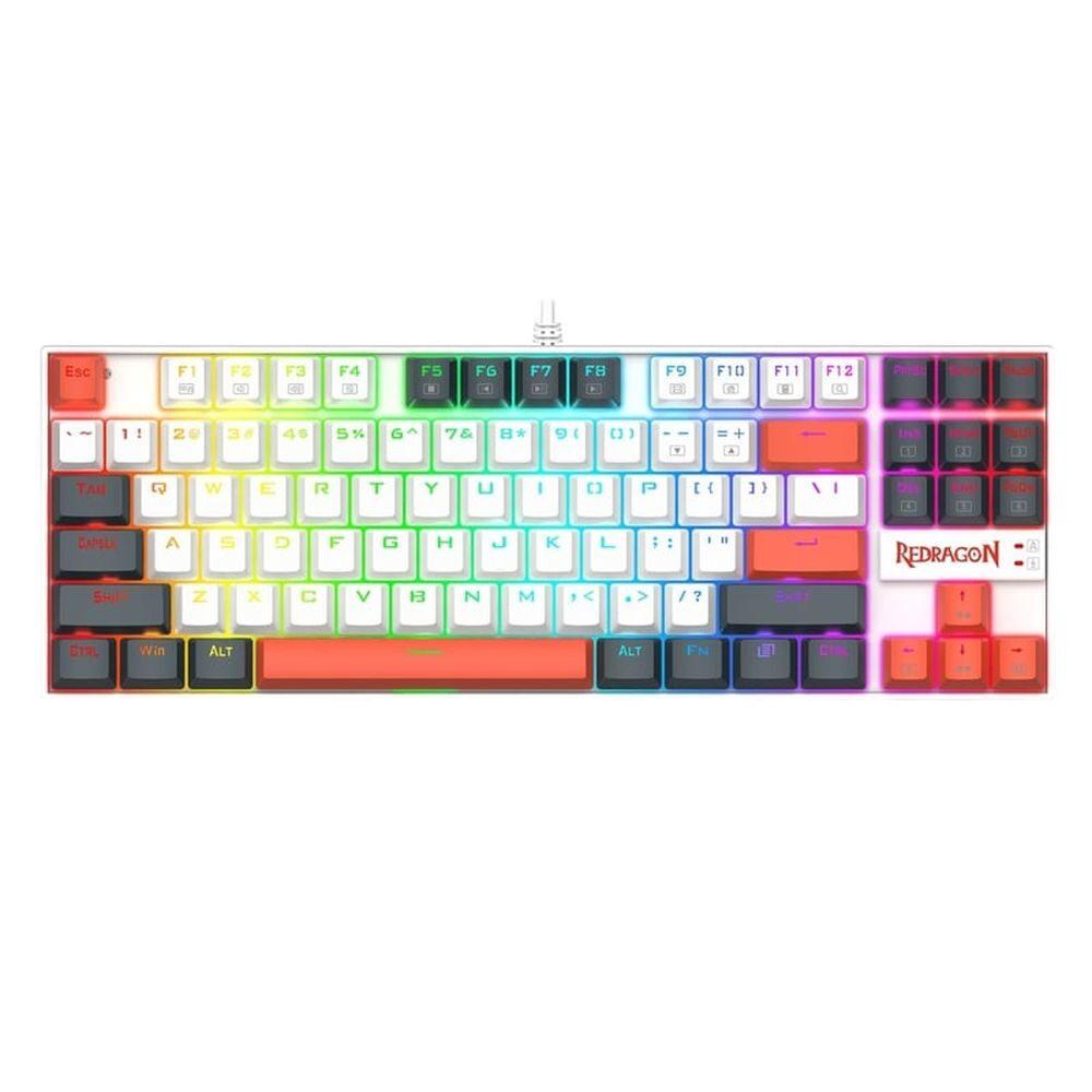 Механична геймърска клавиатура Redragon Kumara K552WLR-RGB – бяла със сиво и оранжево RGB осветление