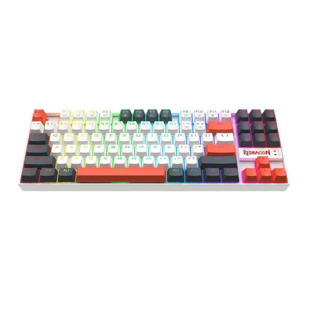 Механична геймърска клавиатура Redragon Kumara K552WLR-RGB – бяла със сиво и оранжево RGB осветление