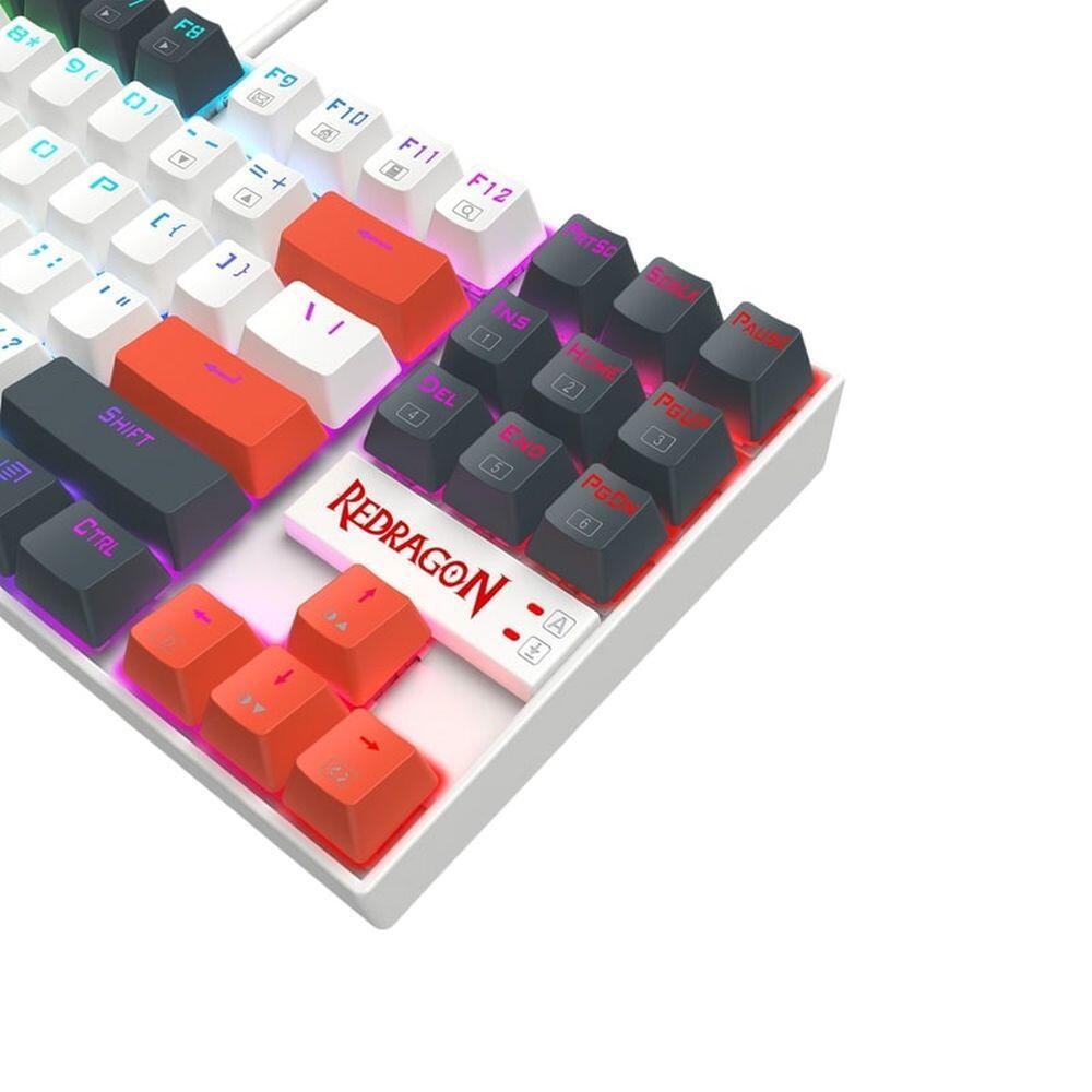 Механична геймърска клавиатура Redragon Kumara K552WLR-RGB – бяла със сиво и оранжево RGB осветление