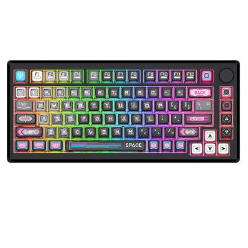 Bluetooth и безжична механична геймърска клавиатура Redragon Uranus Pro 82 K732MC-RGB-PRO, RGB осветление - черна