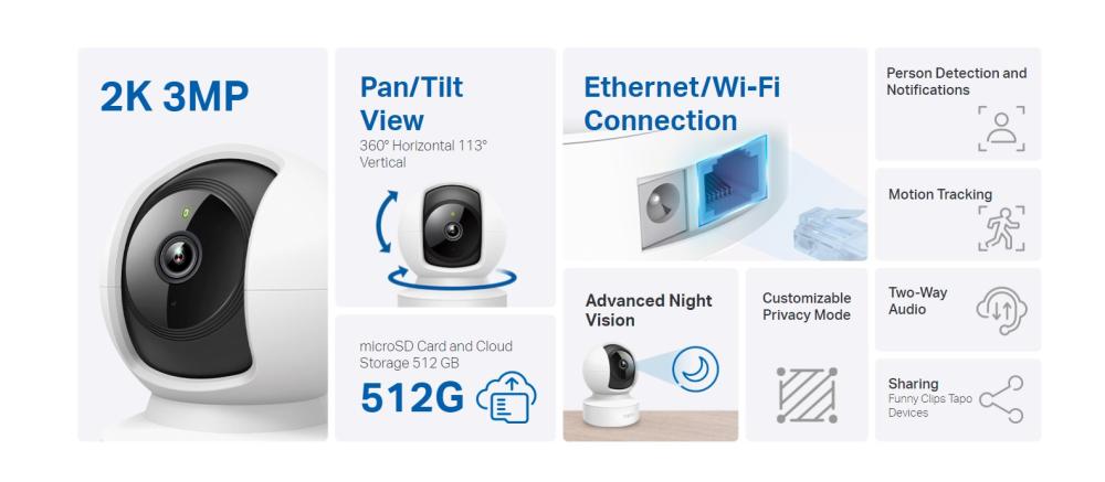Wi-Fi Pan/Tilt камера за наблюдение TP-Link Tapo C212