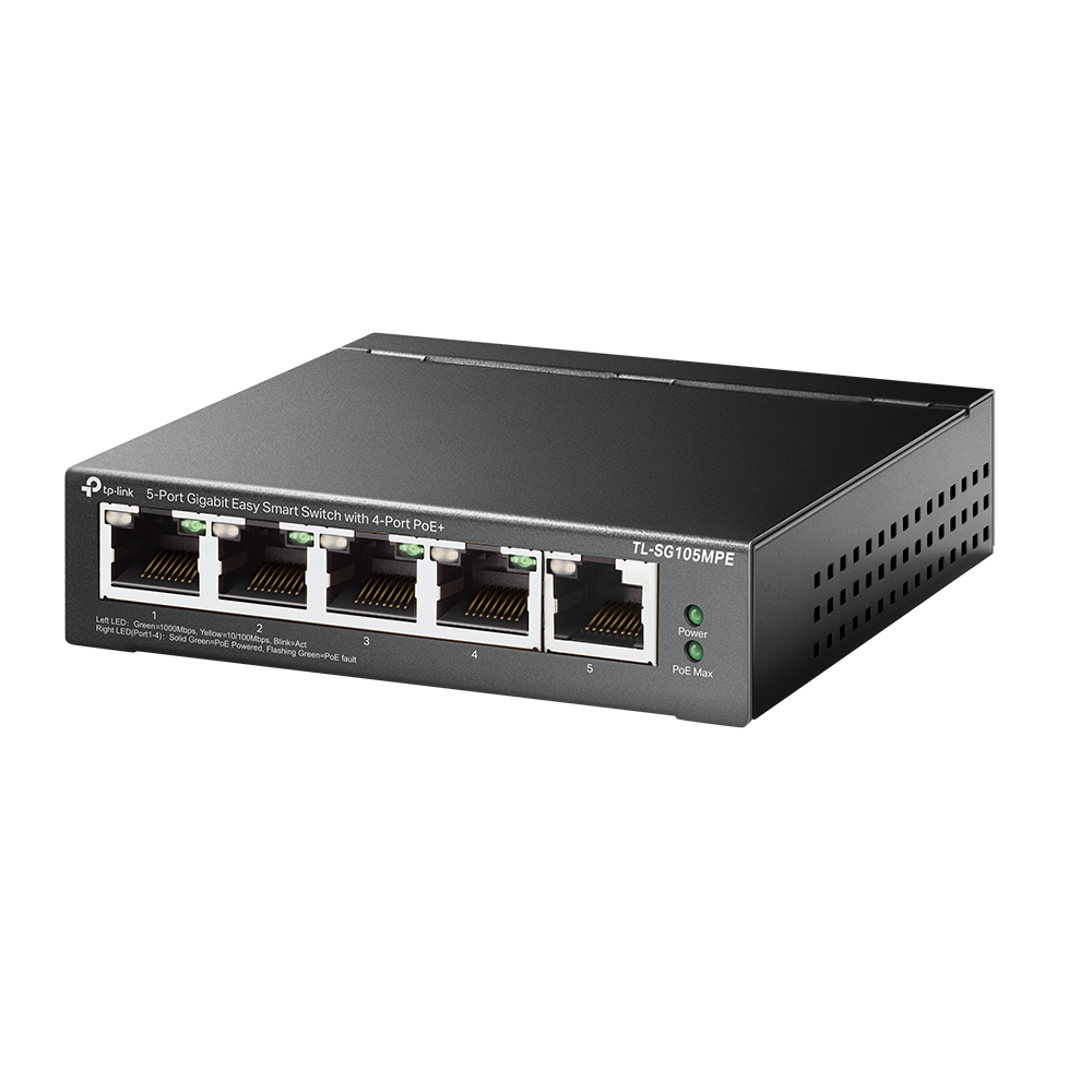 Комутатор TP-Link TL-SG105MPE 5-портов Gigabit Easy Smart Switch с 4 порта PoE+