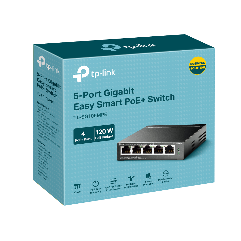 Комутатор TP-Link TL-SG105MPE 5-портов Gigabit Easy Smart Switch с 4 порта PoE+