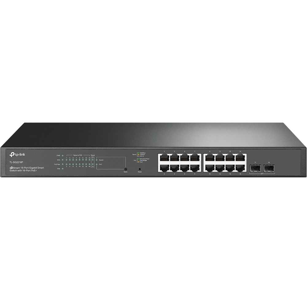 18-портов гигабитен управляем комутатор TP-Link JetStream TL-SG2218P с 16-портов PoE+