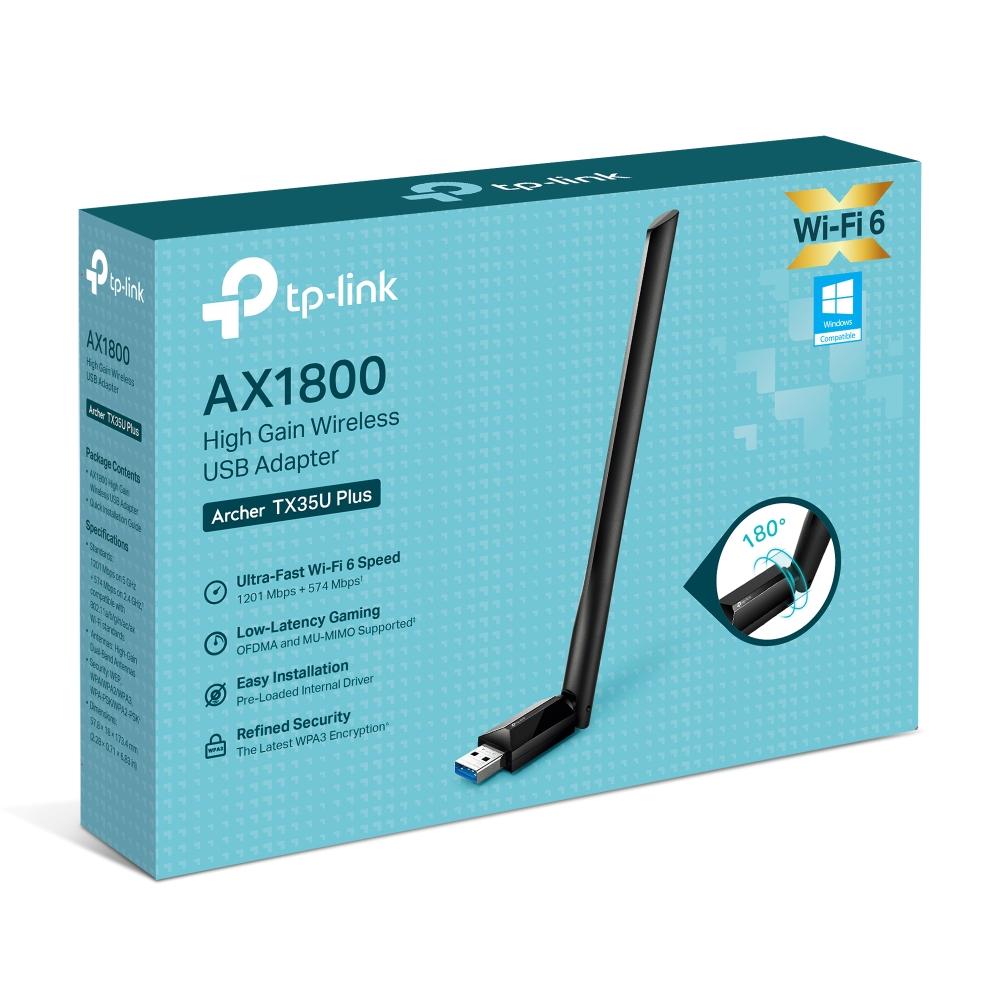 Безжичен USB адаптер с висок коефициент на усилване TP-Link Archer TX35U Plus AX1800