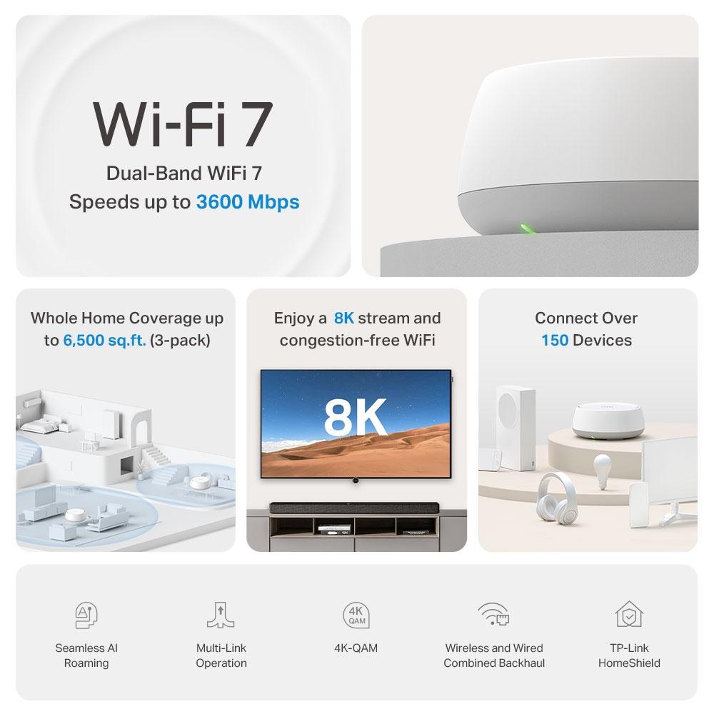 Безжична Wi-fi 7 Mesh система TP-Link Deco BE22(1-pack) BE3600