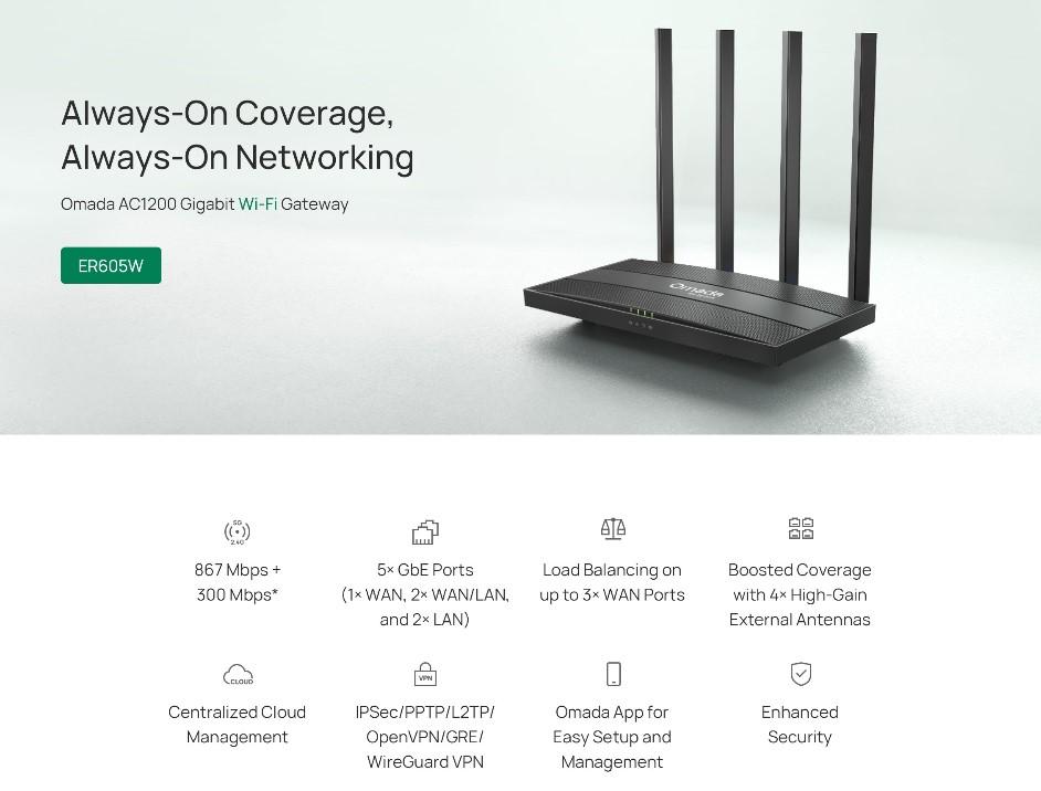 Omada Gigabit Wi-Fi рутер TP-Link ER605W AC1200