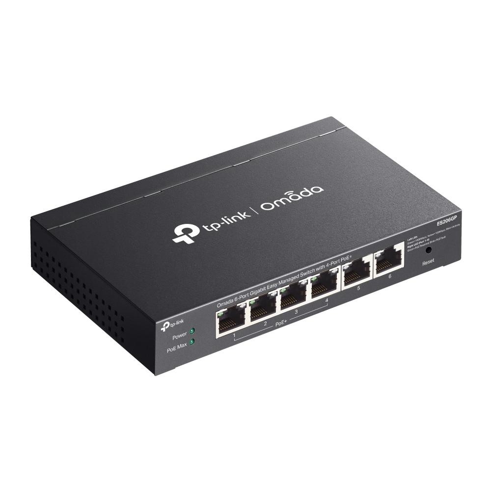 6-портов гигабитов управляем настолен комутатор TP-Link Omada ES206GP с 4-порта PoE+