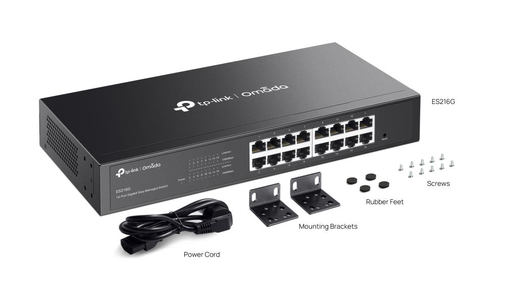 16-портов комутатор TP-Link Omada ES216G Gigabit Easy Managed Switch