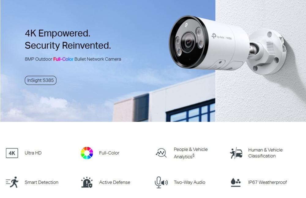 8MP външна пълноцветна Bullet мрежова камера TP-Link VIGI InSight S385(2.8mm)