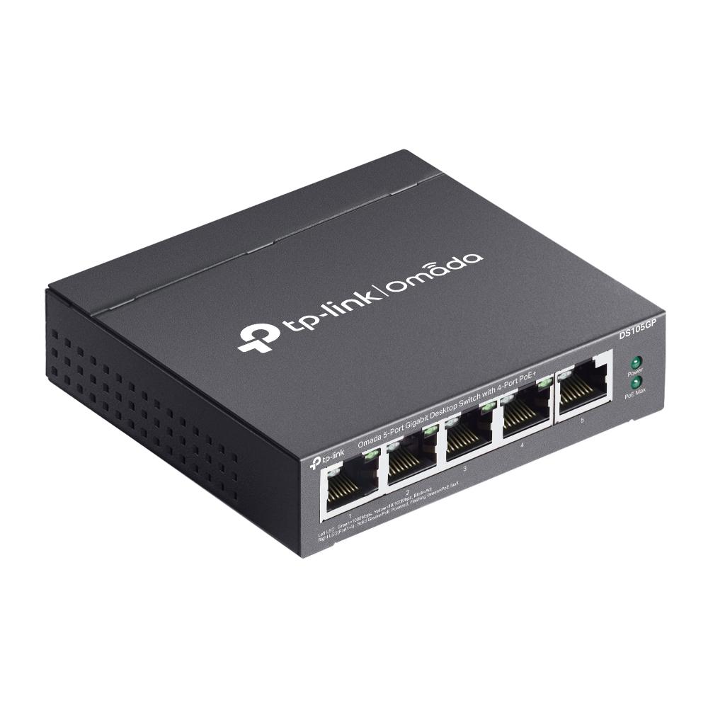 5-портов гигабитов неуправляем настолен комутатор TP-Link DS105GP с 4-порта PoE+