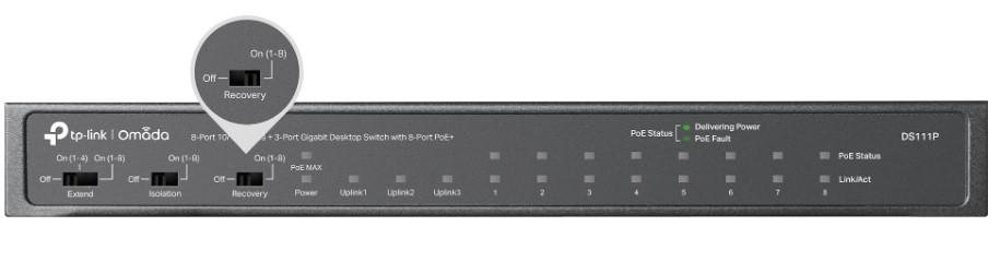 Комутатор неуправляем TP-Link Omada DS111P 8-порта 10/100Mbps + 3-порта Gigabit с 8-порта PoE+