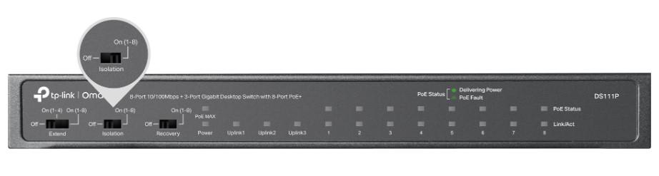 Комутатор неуправляем TP-Link Omada DS111P 8-порта 10/100Mbps + 3-порта Gigabit с 8-порта PoE+