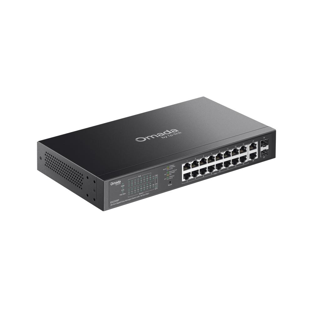 20-портов гигабитов лесно управляем комутатор TP-Link Omada ES220GP с 16 PoE+ порта